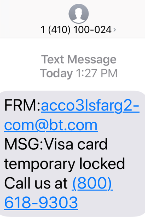 Scam Alert Visa Card Locked Text Emerald Empire Federal Credit Union