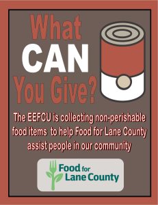 What can you give. Food for lane county food drive.